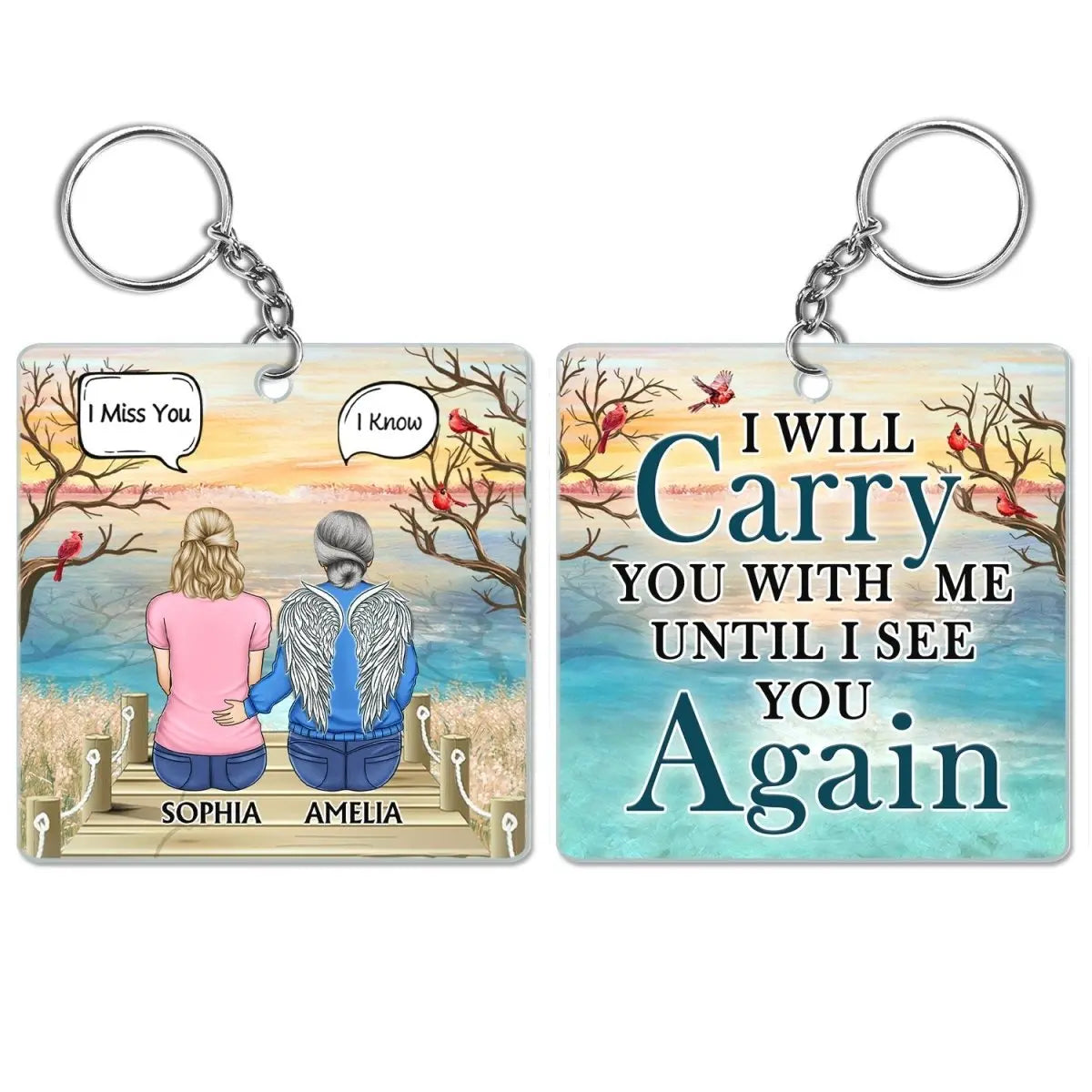 Family - I Will Carry You With Me Until I See You Again - Personalized Acrylic Keychain Keychain The Next Custom Gift