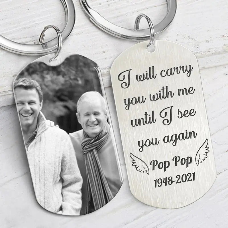 Family - I Will Carry You With Me Until - Personalized Stainless Steel Keychain (AQ) Keychain The Next Custom Gift