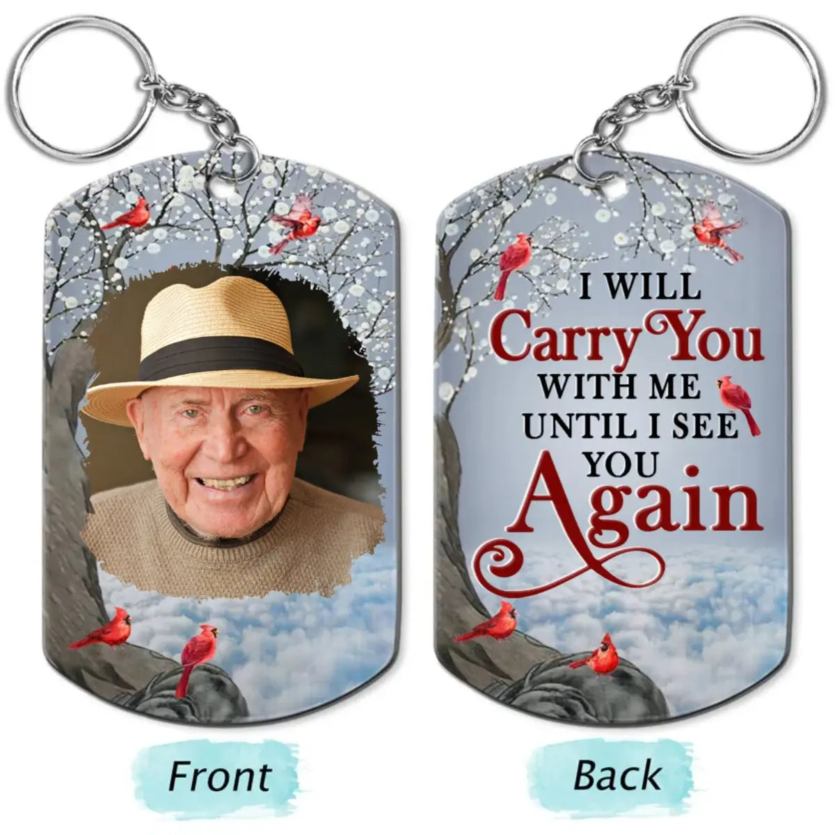 Family - I'll Carry You With Me Until I See You Again - Personalized Stainless Steel Keychain(NV) Keychain The Next Custom Gift