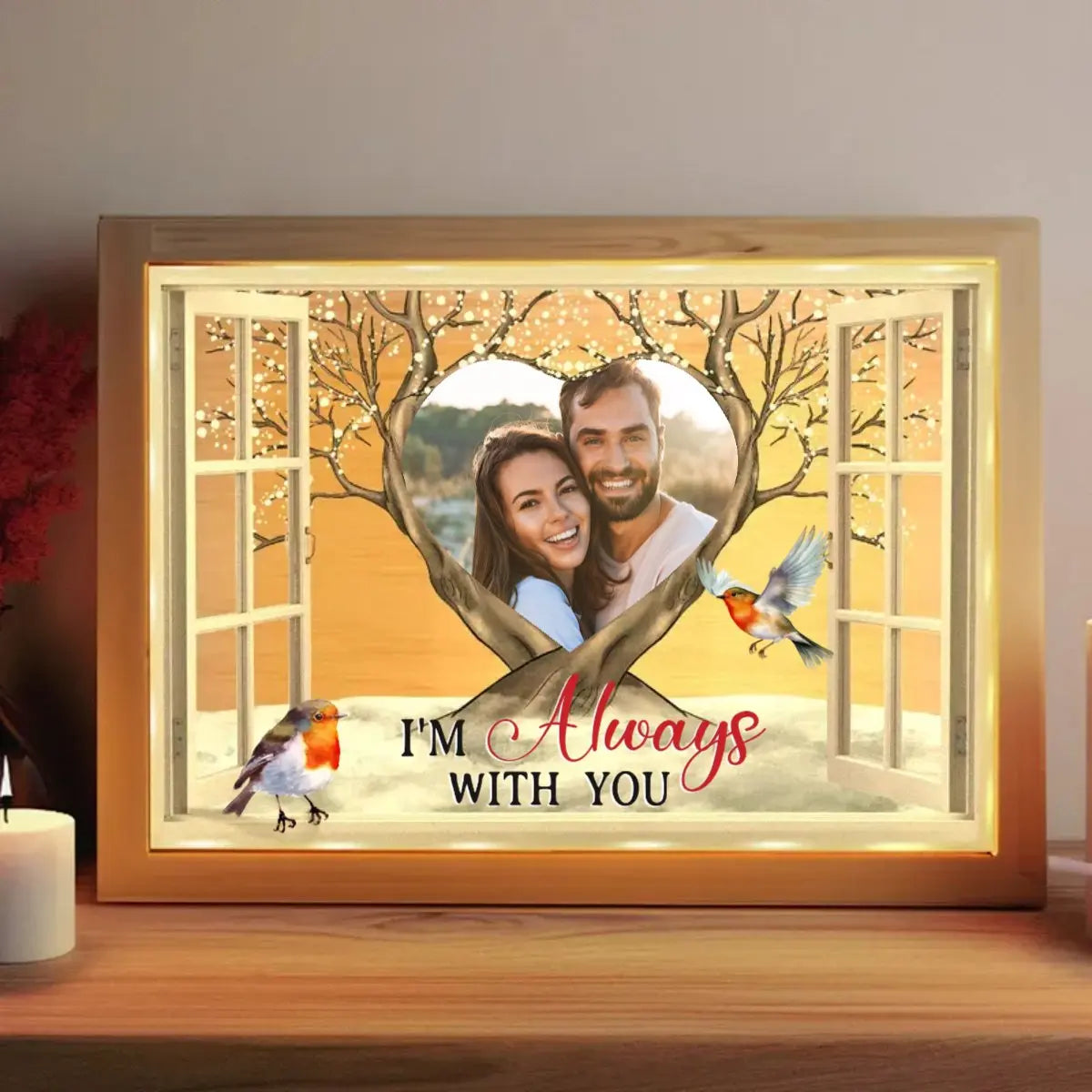 Family - I'm Always With You Cardinal Bird - Personalized Photo Frame Light Box(AQ) Frame Light Box The Next Custom Gift