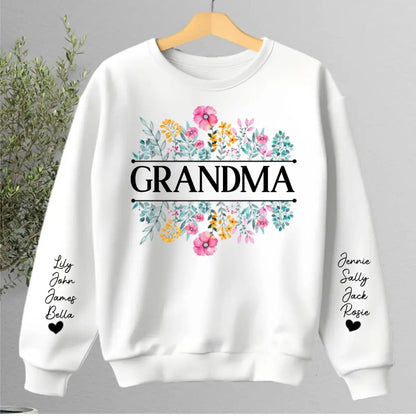 Family - In Grandma's Garden, Love Grows Like Flowers - Personalized Sweatshirt - The Next Custom Gift  Sweatshirt