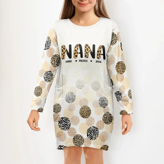 Family - Leopard Abstract Nana Title - Personalized Pocket Dress  The Next Custom Gift