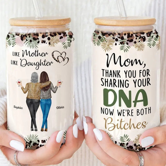 Family - Like Mother Like Daughters Mother's Day - Personalized Clear Glass Can - The Next Custom Gift  Glass Can