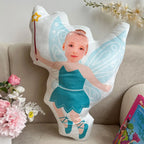 Family - Little Kid Wearing Fairy Costume - Personalized Photo Custom Shaped Pillow - The Next Custom Gift  Pillow