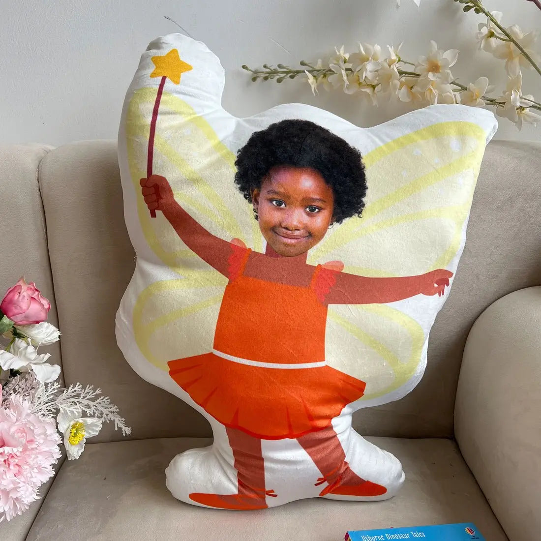 Family - Little Kid Wearing Fairy Costume - Personalized Photo Custom Shaped Pillow - The Next Custom Gift  Pillow