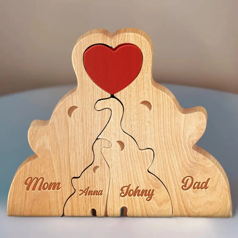 Family - Love Elephant Family - Personalized Wooden Puzzle Wooden Puzzle The Next Custom Gift