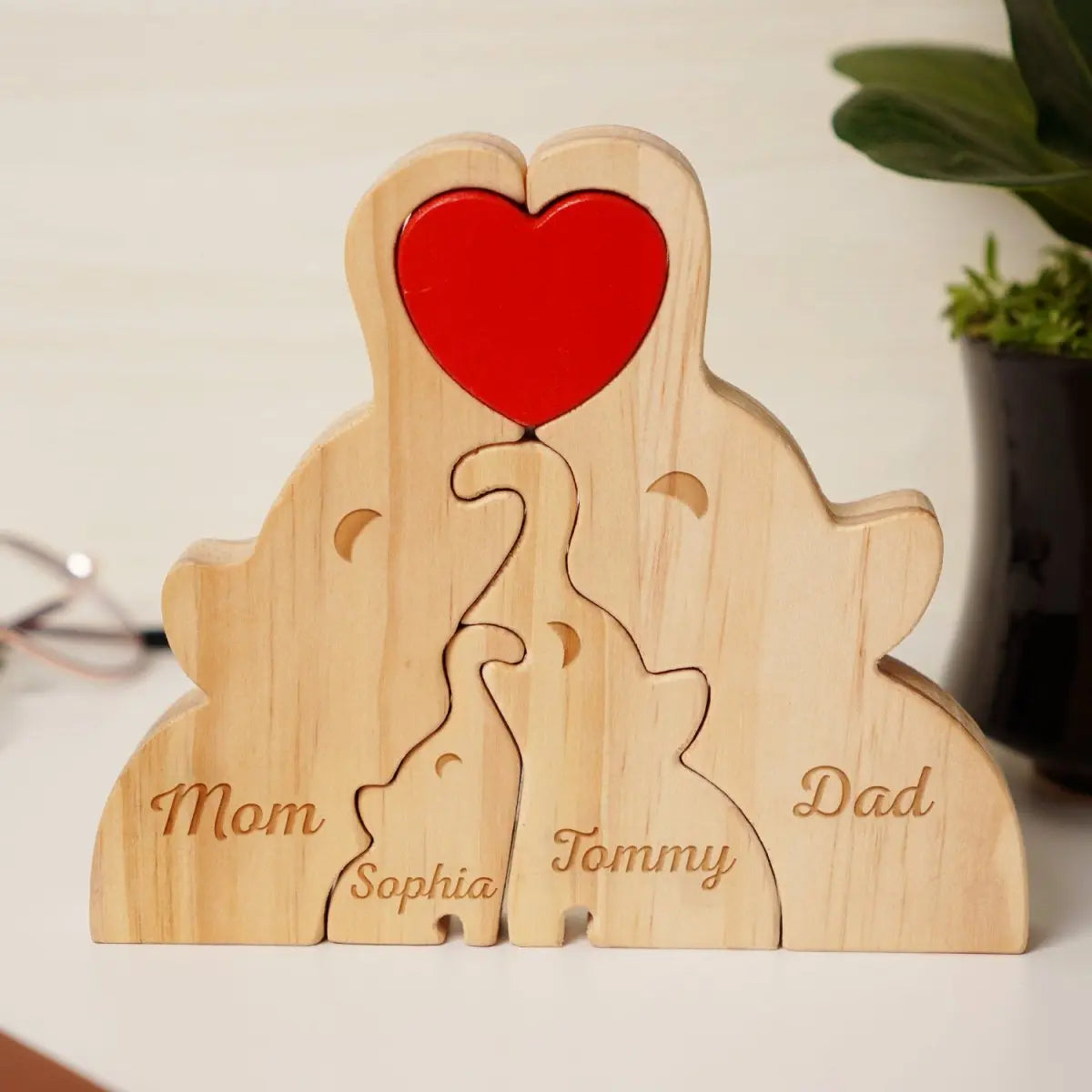 Family - Love Elephant Family - Personalized Wooden Puzzle Wooden Puzzle The Next Custom Gift