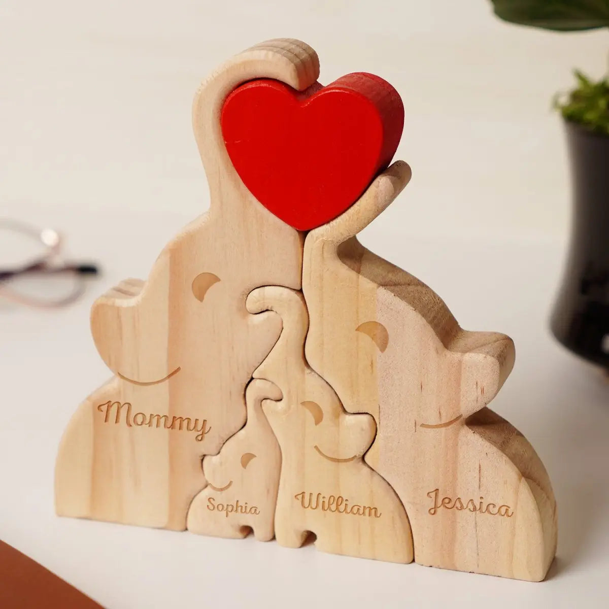 Family - Love Elephant Family - Personalized Wooden Puzzle Wooden Puzzle The Next Custom Gift