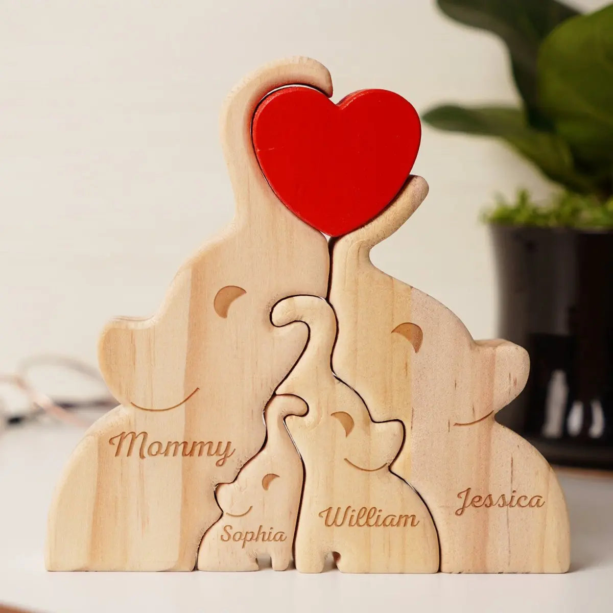 Family - Love Elephant Family - Personalized Wooden Puzzle Wooden Puzzle The Next Custom Gift