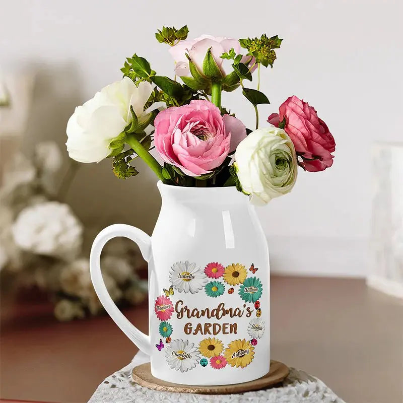 Family - Love Grows In Grandma's Garden - Personalized Flower Vase Vase The Next Custom Gift