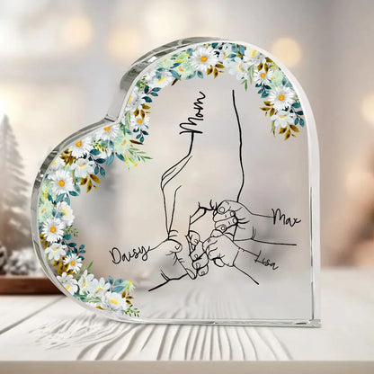 Family - Mom And Kid's Hands - Personalized Heart Acrylic Plaque Acrylic Plaque The Next Custom Gift