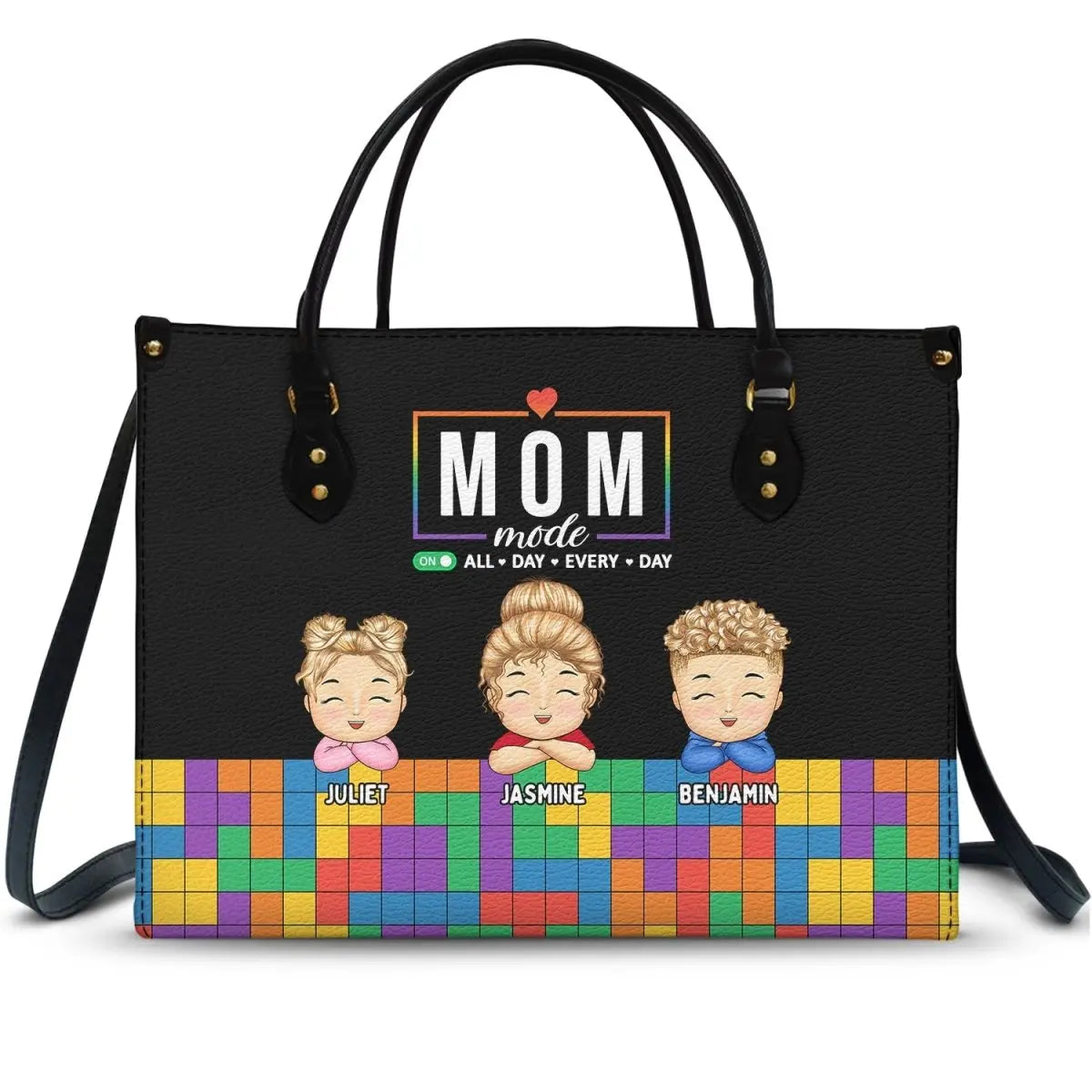 Family - Mom Mode On - Personalized Leather Bag Leather Handbag The Next Custom Gift