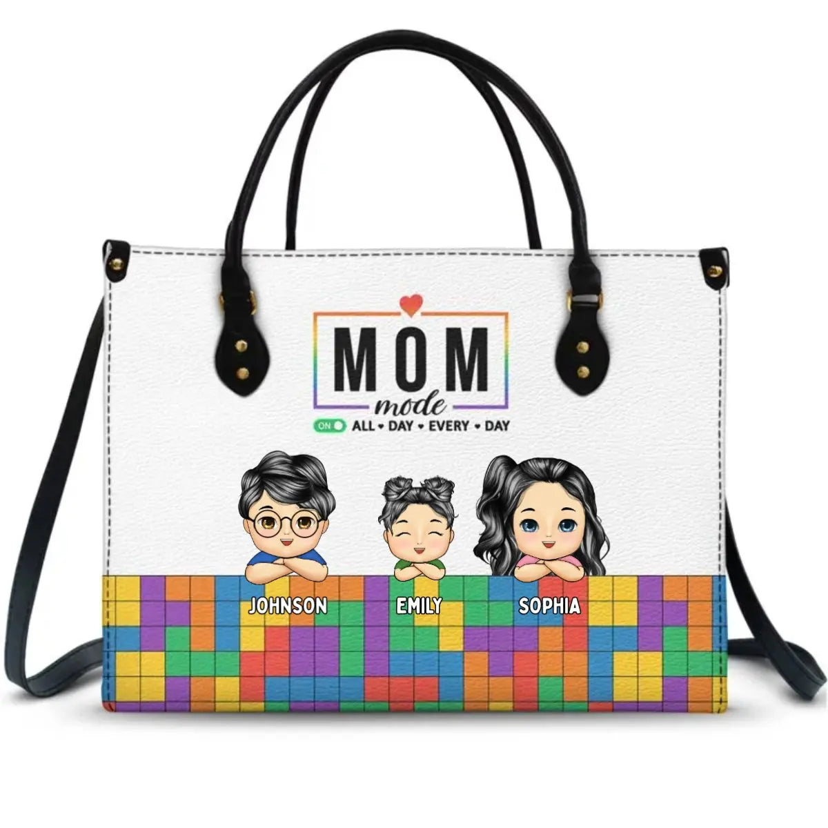 Family - Mom Mode On - Personalized Leather Bag Leather Handbag The Next Custom Gift