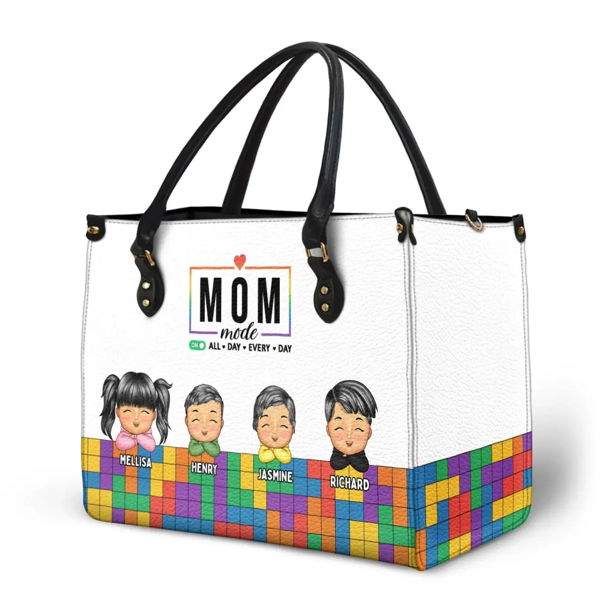 Family - Mom Mode On - Personalized Leather Bag Leather Handbag The Next Custom Gift