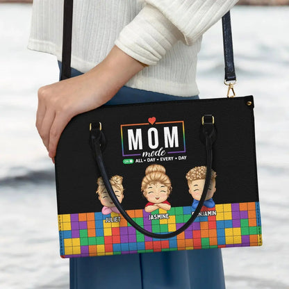 Family - Mom Mode On - Personalized Leather Bag Leather Handbag The Next Custom Gift