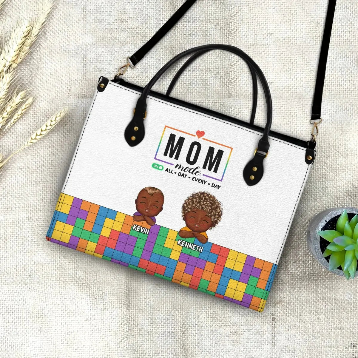 Family - Mom Mode On - Personalized Leather Bag Leather Handbag The Next Custom Gift