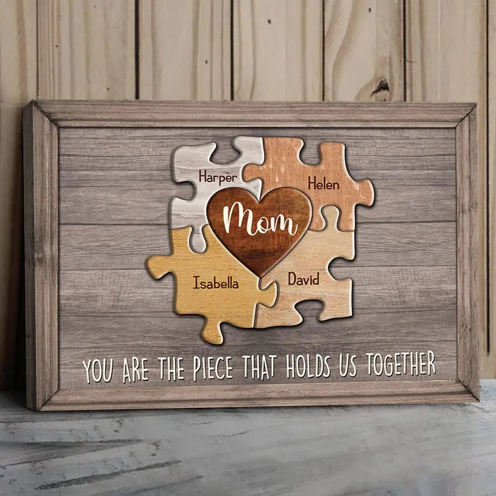 Family - Mom You Are The Piece That Holds Us Together - Personalized Puzzle Canvas Canvas The Next Custom Gift