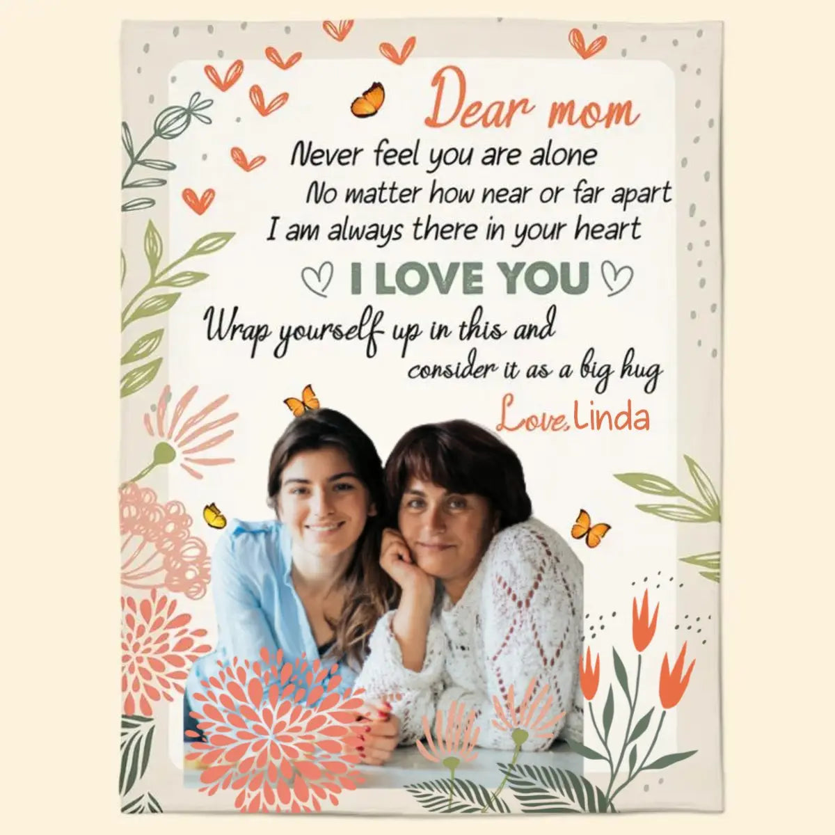 Family - Mom, Never Feel You Are Alone - Personalized Photo Blanket (TL) Blanket The Next Custom Gift