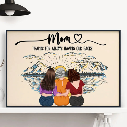 Family - Mom, Thanks For Always Having Our Backs - Personalized Poster Poster The Next Custom Gift