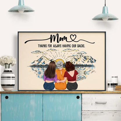 Family - Mom, Thanks For Always Having Our Backs - Personalized Poster Poster The Next Custom Gift