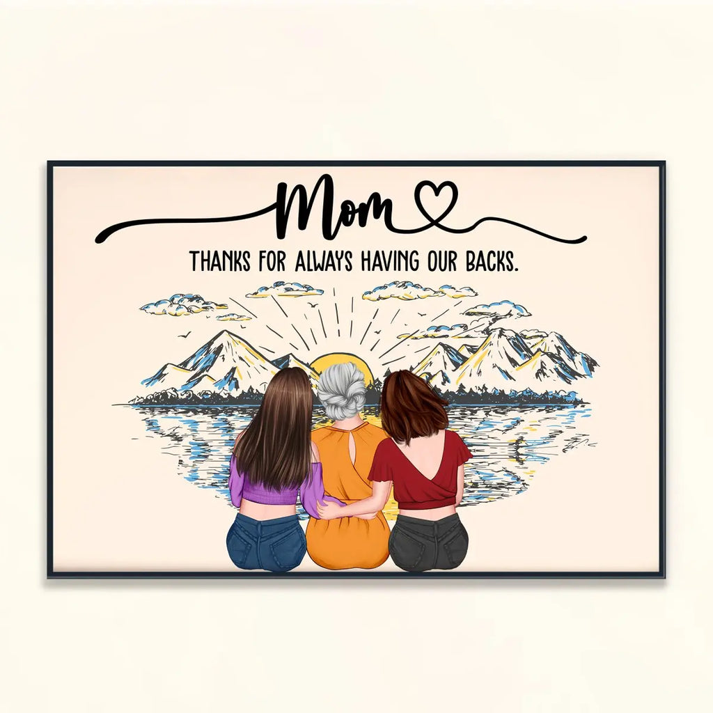 Family - Mom, Thanks For Always Having Our Backs - Personalized Poster Poster The Next Custom Gift