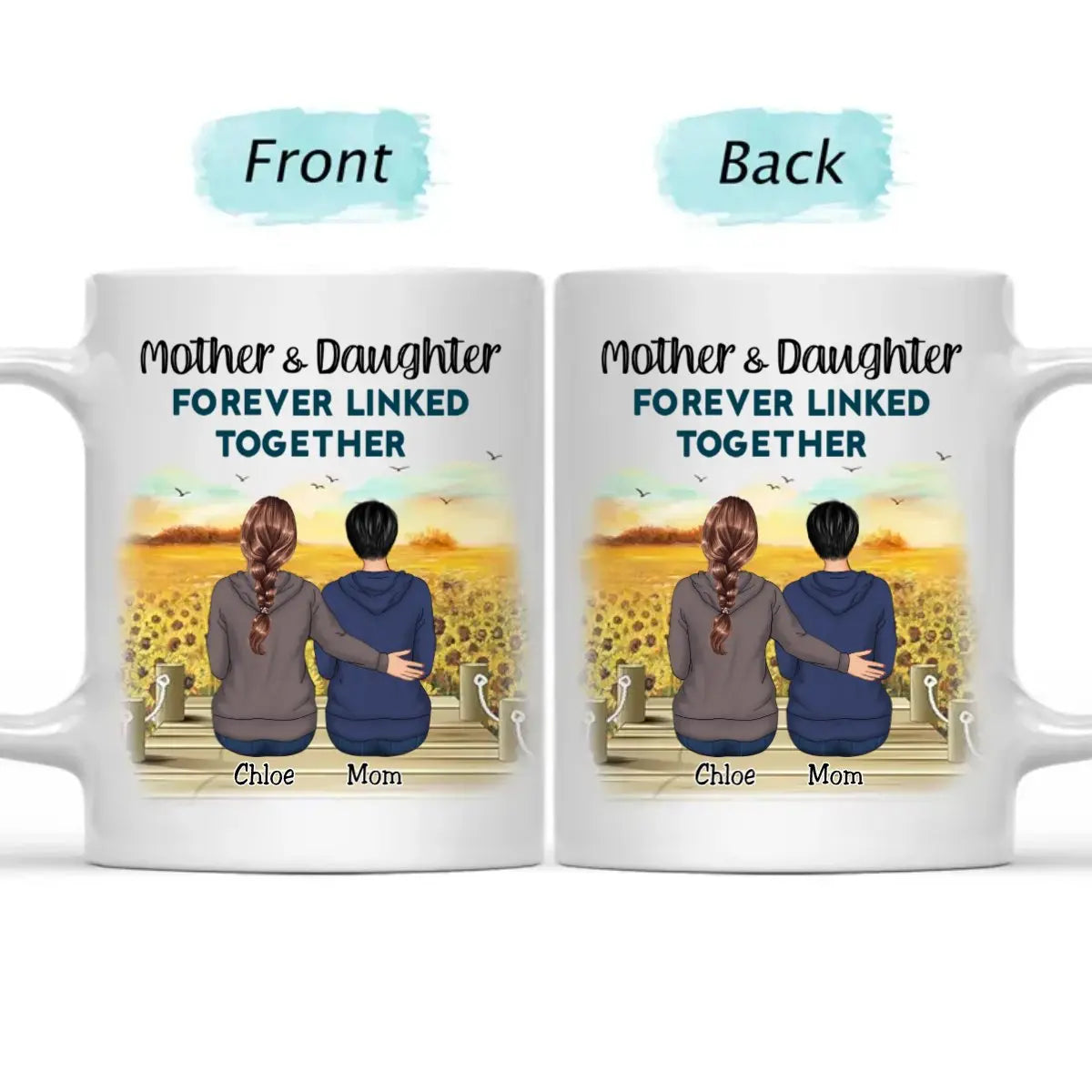 Family - Mother And Daughters Forever Linked Together - Personalized Mug