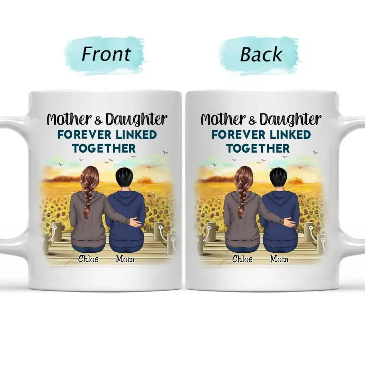 Family - Mother And Daughters Forever Linked Together - Personalized Mug mug The Next Custom Gift