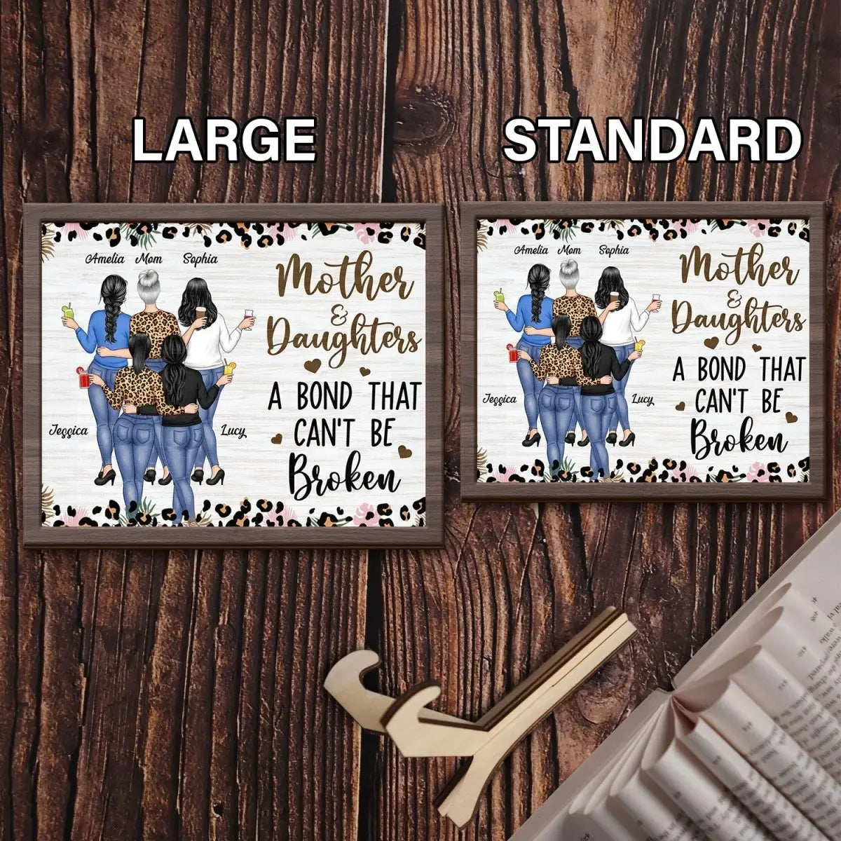 Family - Mother & Daughters A Bond That Can't Be Broken - Personalized 2-Layered Wooden Plaque With Stand  The Next Custom Gift