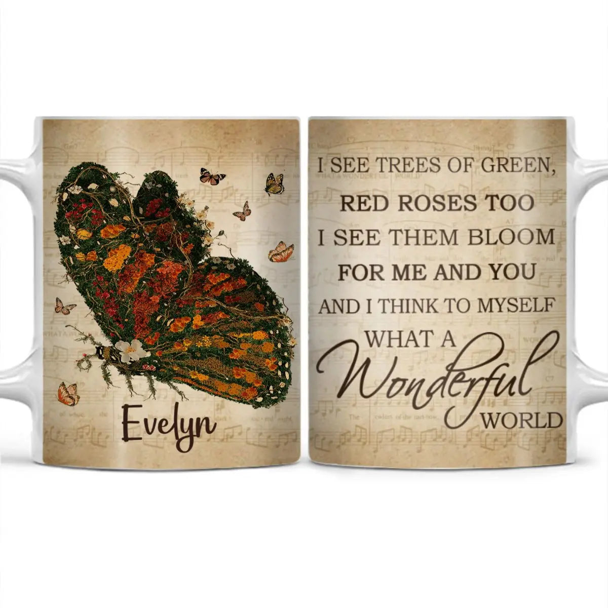 Family - Music Sheet What A Wonderful World Gardening - Personalized Mug - The Next Custom Gift  