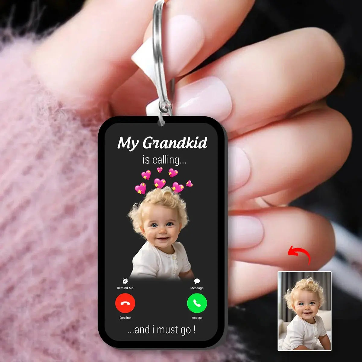 Family - My Grandkids Are Calling - Personalized Keychain (HJ) Keychain The Next Custom Gift