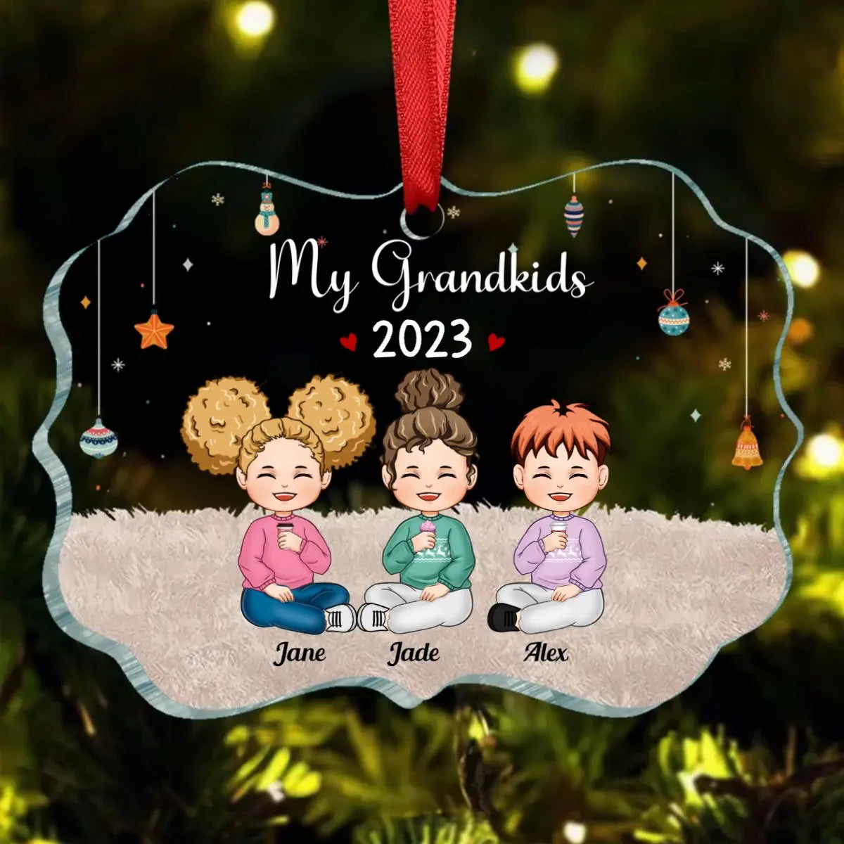 Family - My Grandkids - Personalized Transparent Ornament