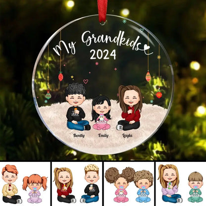 Family - My Grandkids (Ver 2) - Personalized Acrylic Circle Ornament ornament The Next Custom Gift