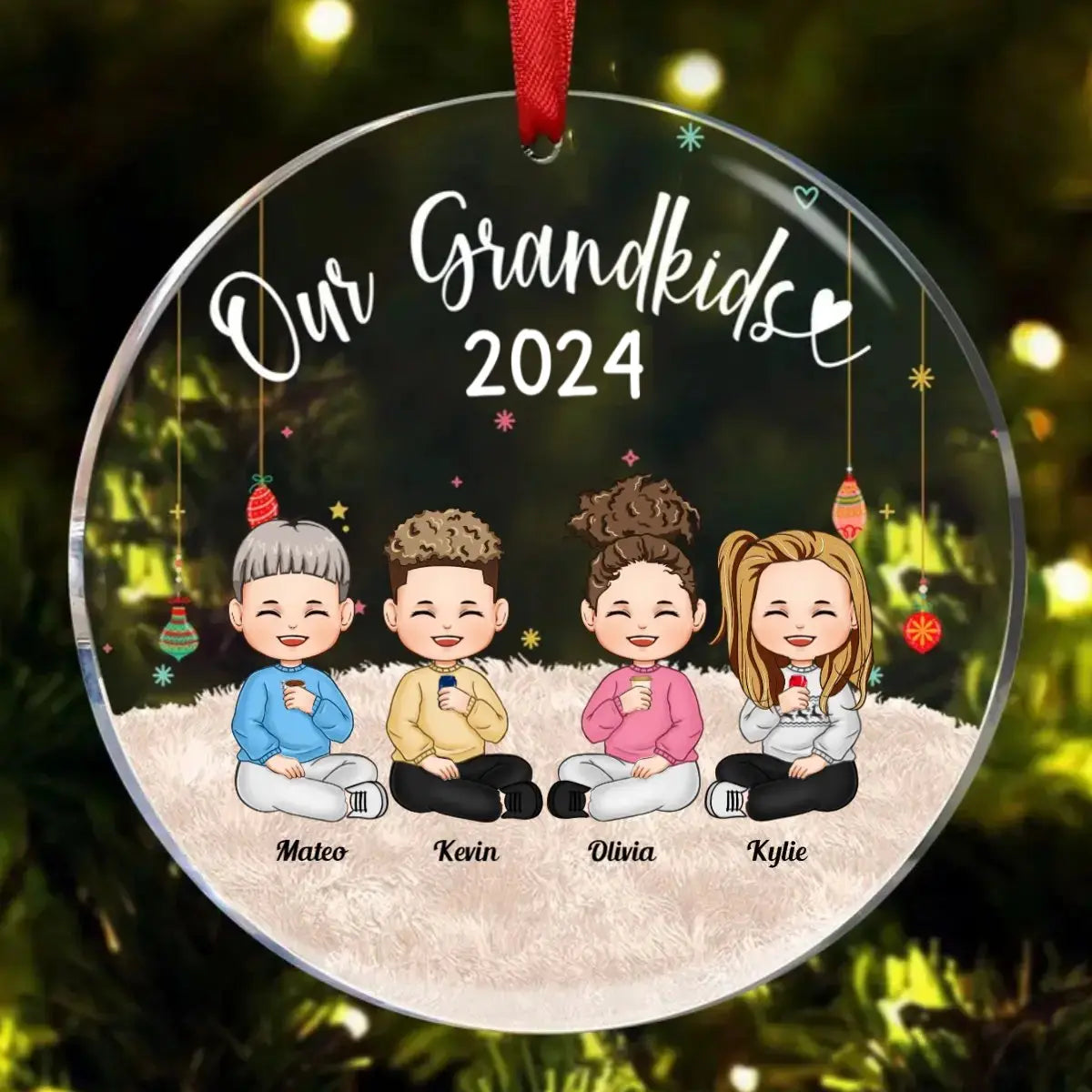 Family - My Grandkids (Ver 2) - Personalized Acrylic Circle Ornament ornament The Next Custom Gift