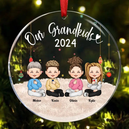 Family - My Grandkids (Ver 2) - Personalized Acrylic Circle Ornament ornament The Next Custom Gift