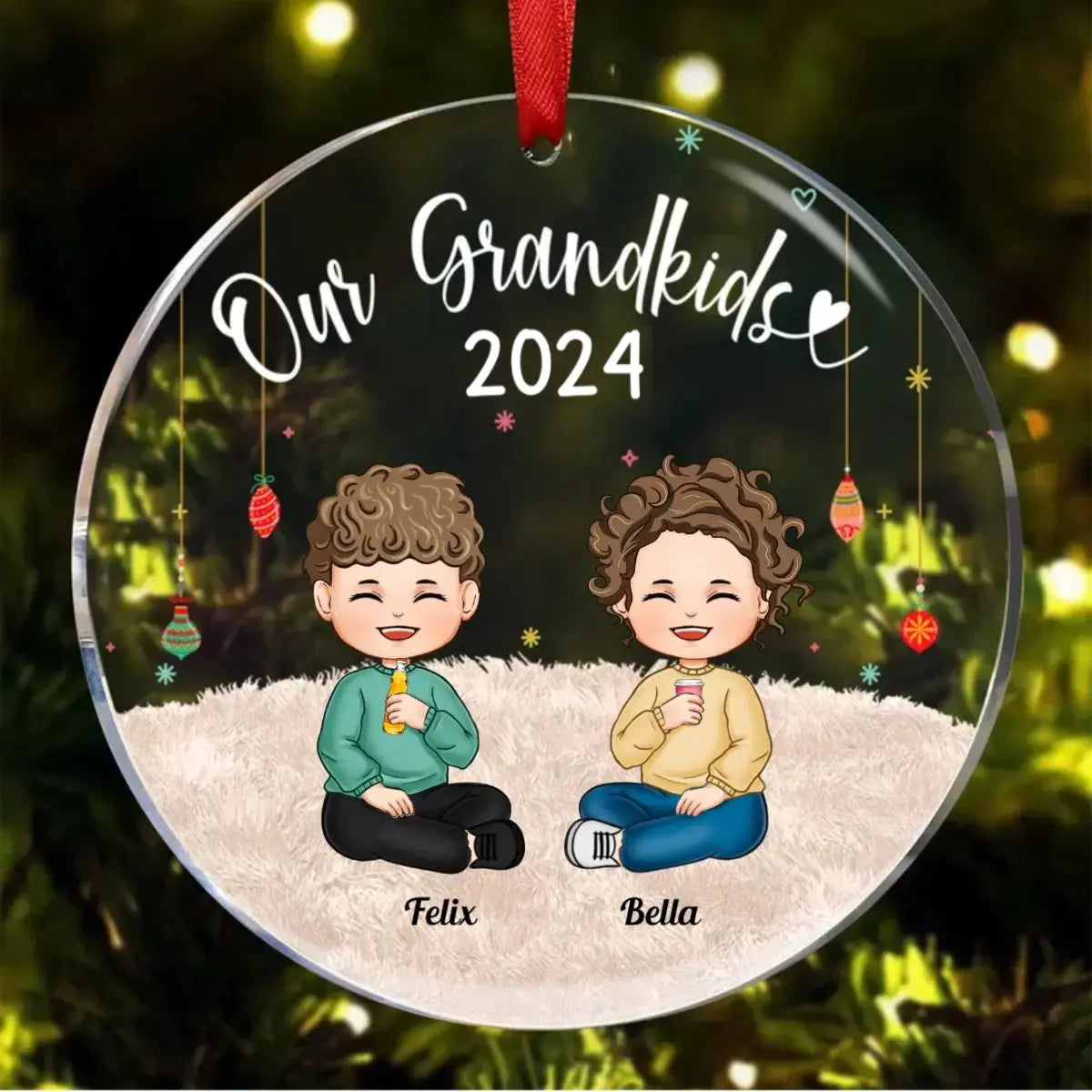 Family - My Grandkids (Ver 2) - Personalized Acrylic Circle Ornament ornament The Next Custom Gift