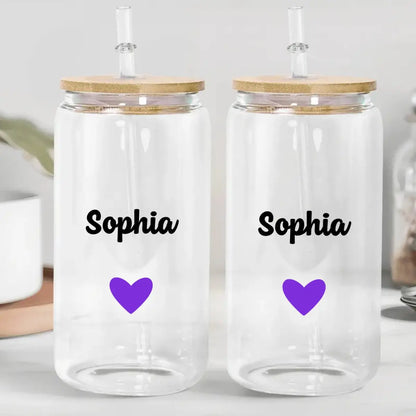 Family - Name Glass Can - Personalized Clear Glass Can (BU) Glass Can The Next Custom Gift