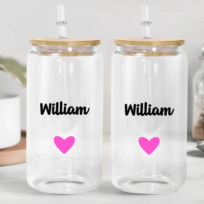 Family - Name Glass Can - Personalized Clear Glass Can (BU) Glass Can The Next Custom Gift