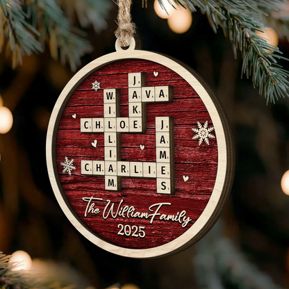 Family Name Scrabble Christmas - Personalized Wooden Ornament