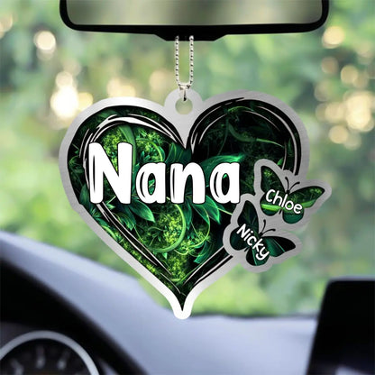 Family - Nana Heart Butterfly Kids - Personalized Acrylic Ornament - The Next Custom Gift  ornament