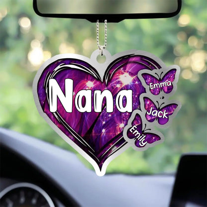 Family - Nana Heart Butterfly Kids - Personalized Acrylic Ornament - The Next Custom Gift  ornament