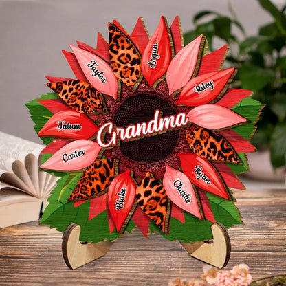 Family - Nana Sunflower - Personalized 2-Layered Wooden Plaque With Stand  The Next Custom Gift