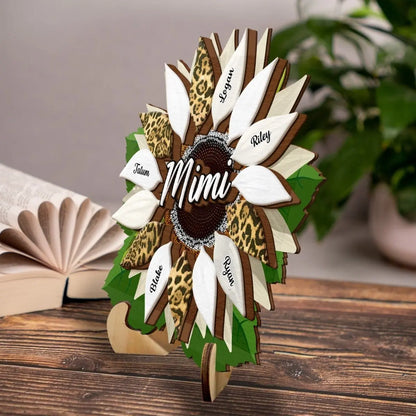 Family - Nana Sunflower - Personalized 2-Layered Wooden Plaque With Stand  The Next Custom Gift