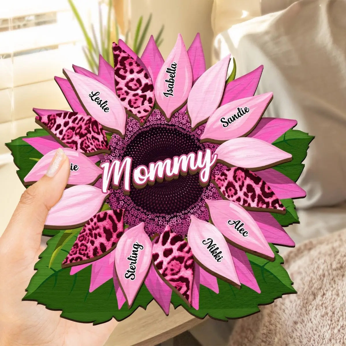 Family - Nana Sunflower - Personalized 2-Layered Wooden Plaque With Stand  The Next Custom Gift