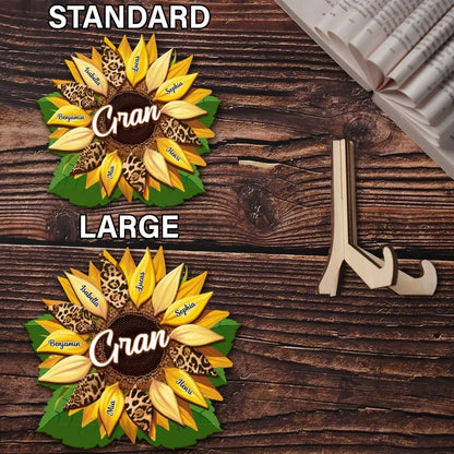 Family - Nana Sunflower - Personalized 2-Layered Wooden Plaque With Stand  The Next Custom Gift