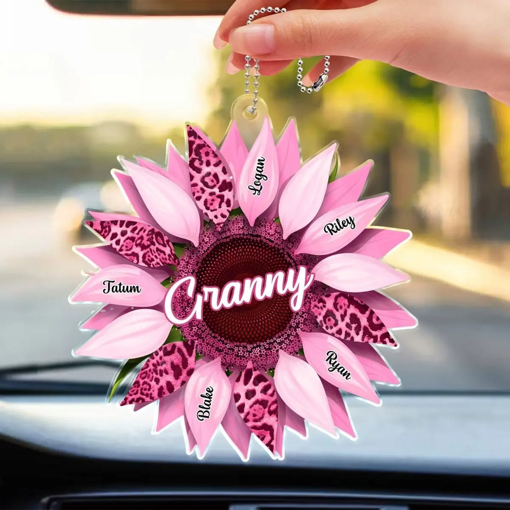 Family - Nana, Mom, Auntie Family Sunflower - Personalized Acrylic Car Hanger car hanger The Next Custom Gift