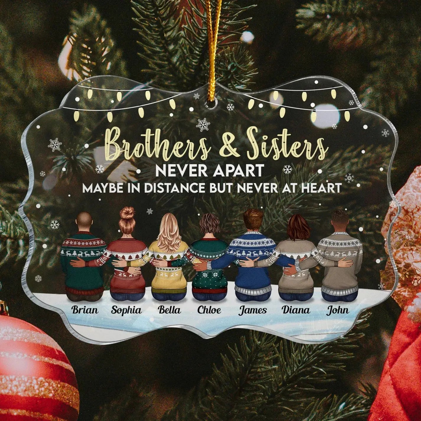 Family Never Apart In Heart - Personalized Siblings Ornament ornament The Next Custom Gift