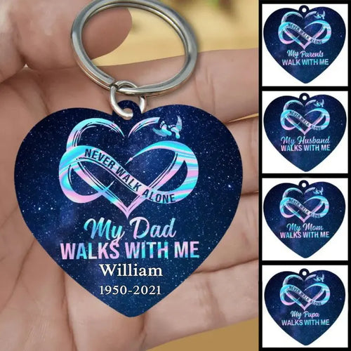 Family - Never Walk Alone Heart Memorial Keychain - Personalized Acrylic Keychain Keychain The Next Custom Gift