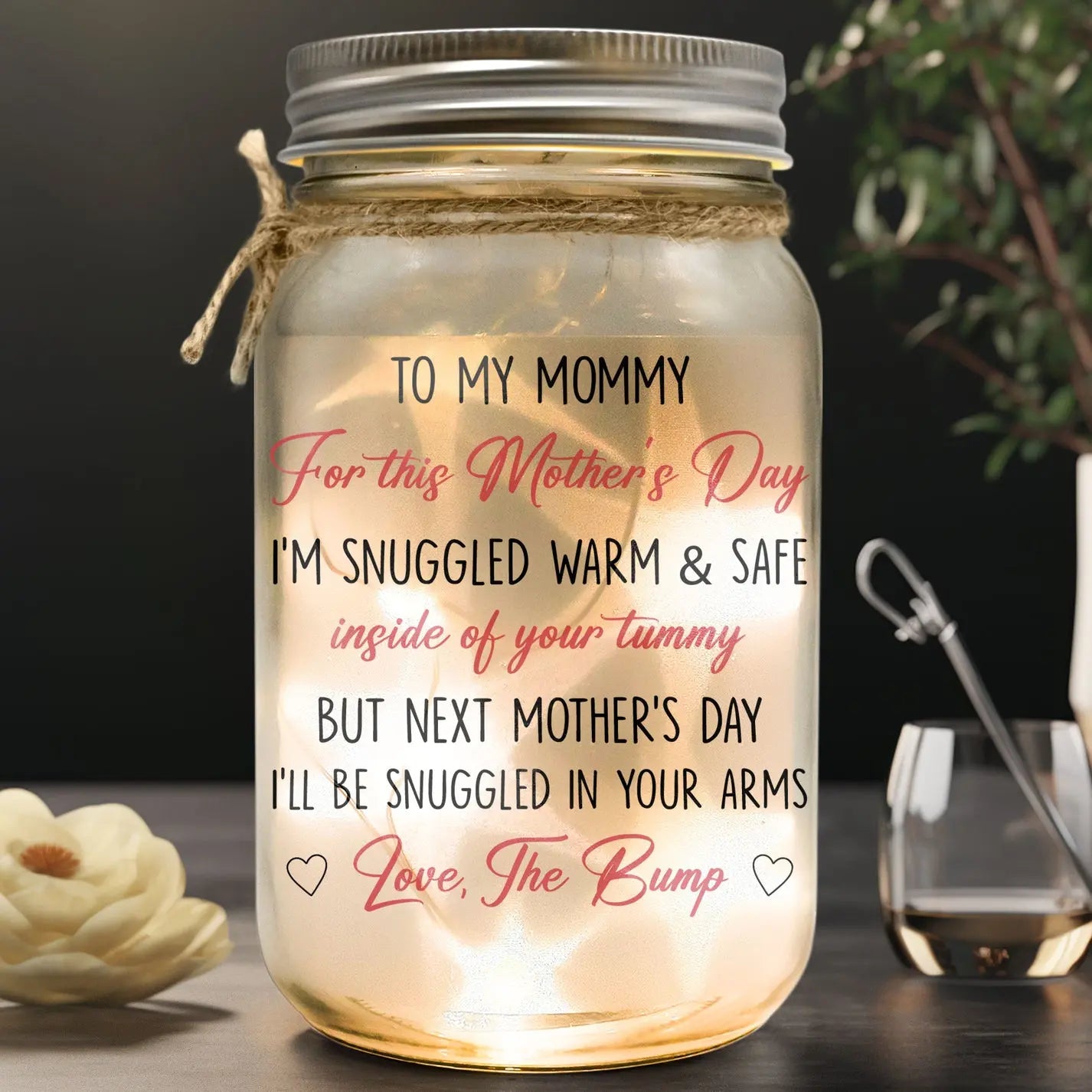 Family - Next Mother's Day I'll Be Snuggled In Your Arms - Personalized Mason Jar Photo Light MCN