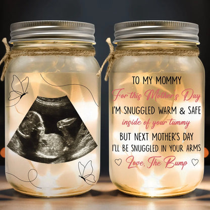 Family - Next Mother's Day I'll Be Snuggled In Your Arms - Personalized Mason Jar Photo Light MCN