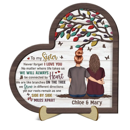 Family - No Matter Where Life Takes Us - Personalized 2-Layered Wooden Plaque With Stand  The Next Custom Gift